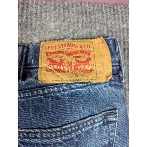 Levis 501 Jeans Mens 46x32 Blue White Oak Cone Denim Button Fly Cowboy 42x28.5 - Picture 3 of 15